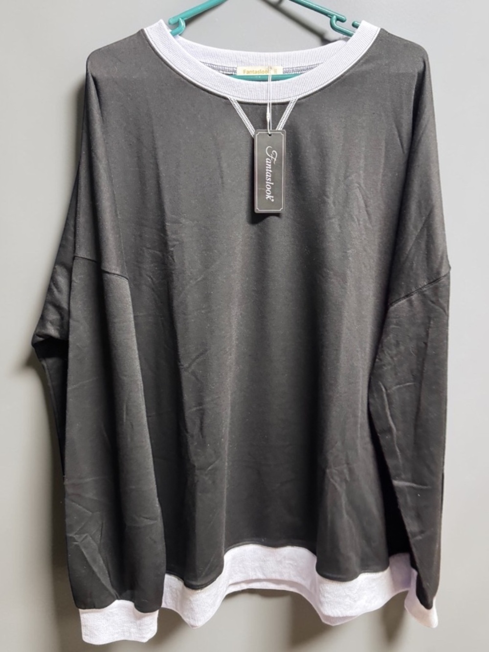 Fantaslook Oversized Colorblock Sweatshirt 3XL Black White NWT - Picture 11 of 14